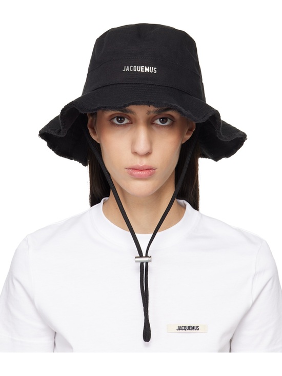 Jacquemus Accessories - Jacquemus Le Bob Artichaut Black Frayed Bucket Hat Cotton Twill Sz 58 Unisex